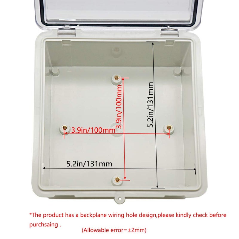 Zulkit Junction Box ABS Plastic Dustproof Waterproof IP65 Electrical Boxes Hinged Shell Outdoor Universal Project Enclosure Clear Cover with 2 Cable Glands 5.9 x 5.9 x 3.5 inch (150x150x90 mm) - Image 5